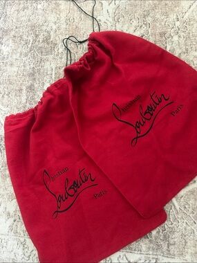 Christian Louboutin Red Drawstring Shoe Dust Bags (Pair)